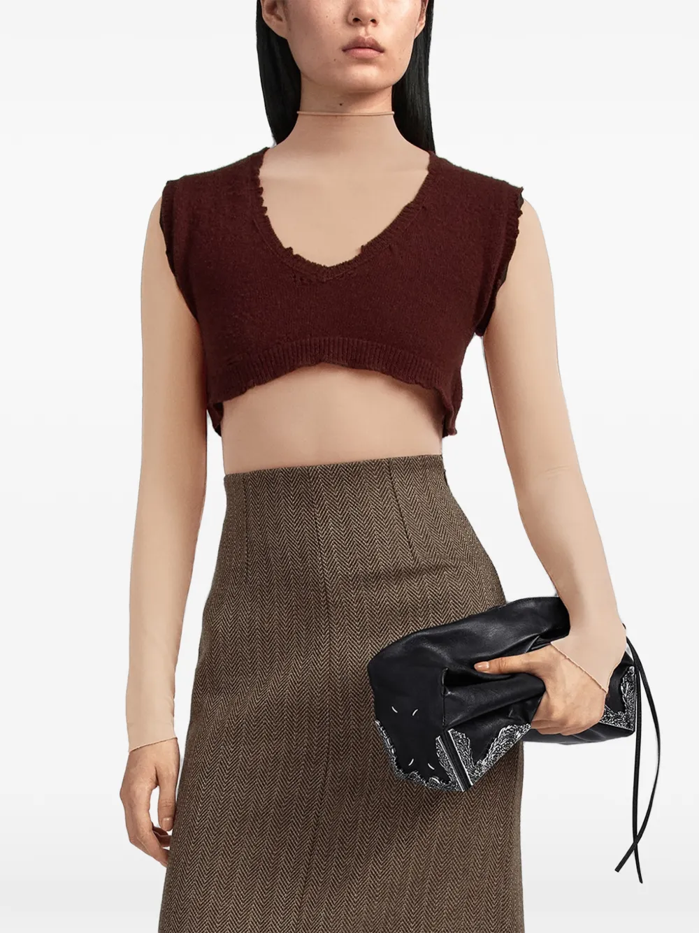 Maison Margiela Gerafelde cropped spencer Rood