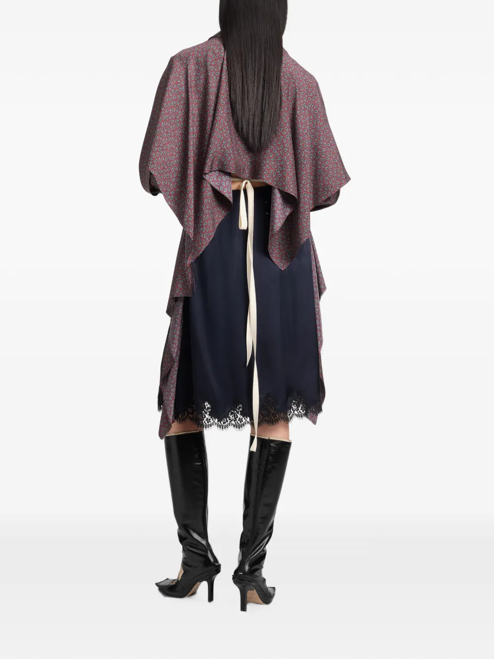 Maison Margiela Midi-rok met paisley-print en kanten afwerking Rood