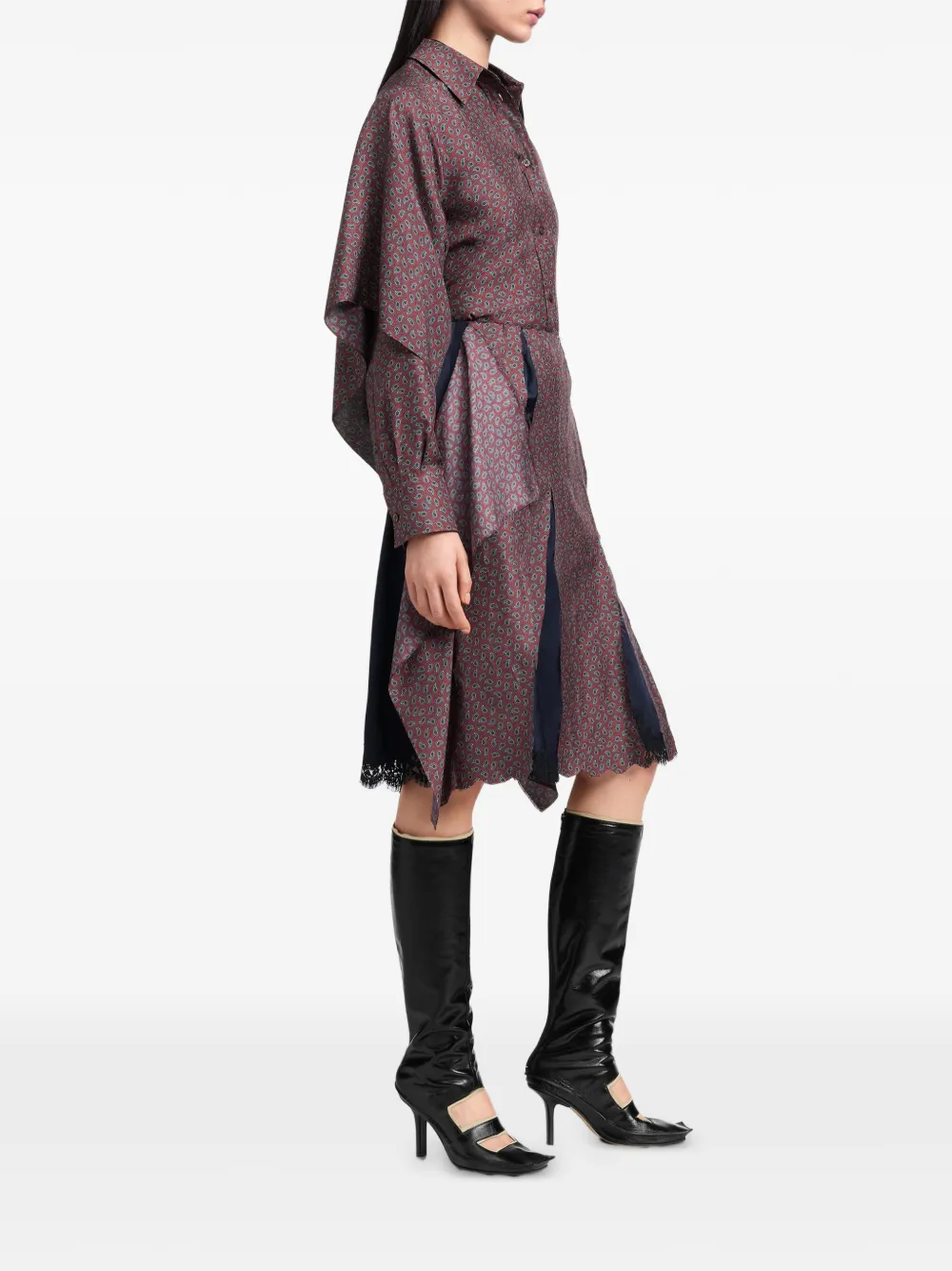 Maison Margiela Midi-rok met paisley-print en kanten afwerking Rood