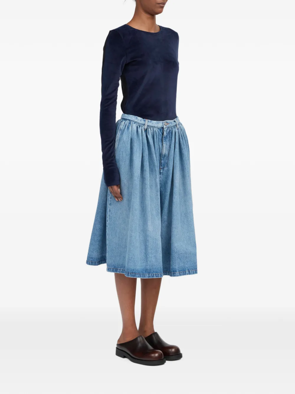 MM6 Maison Margiela Denim shorts met plooien Blauw