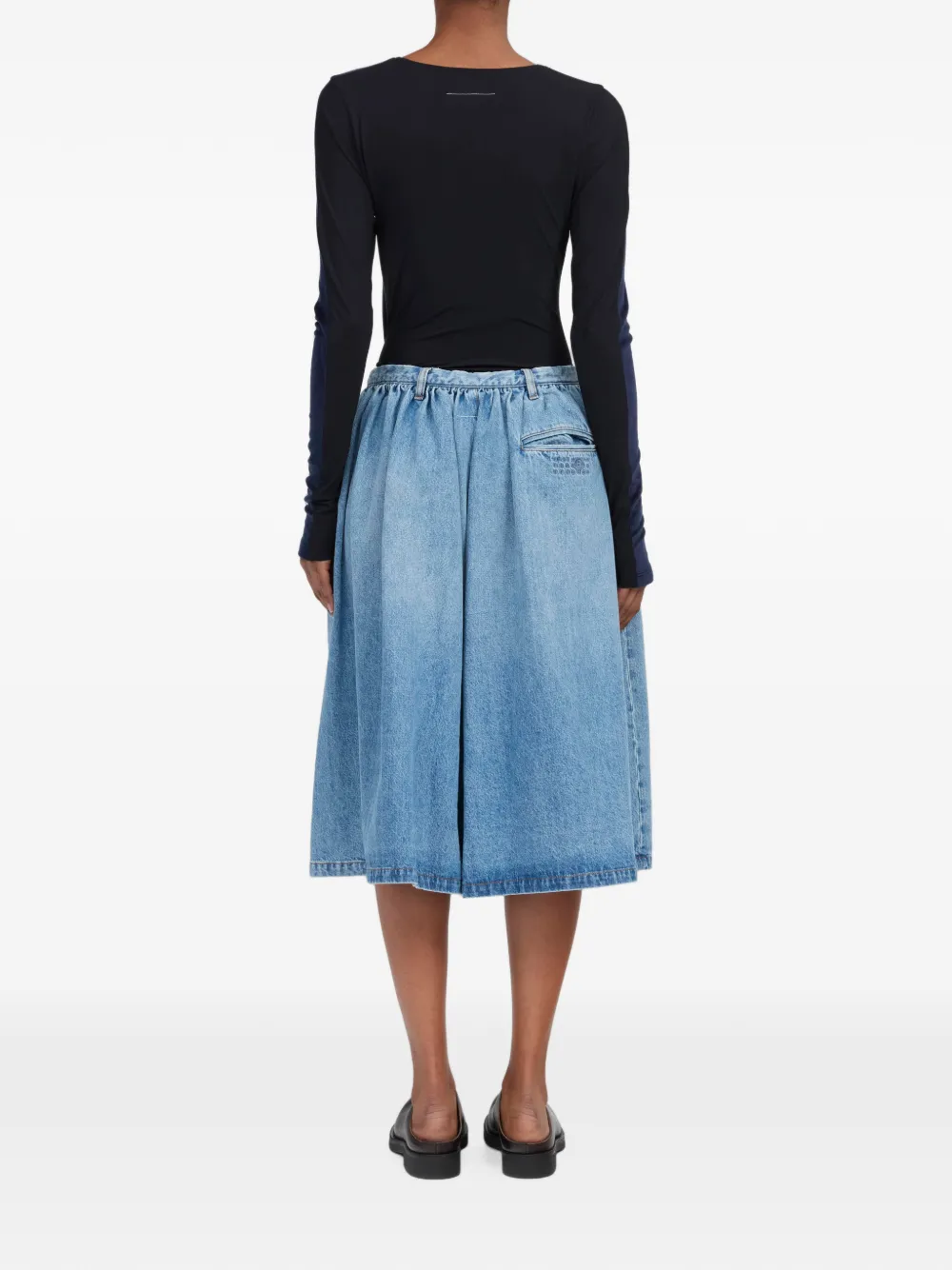 MM6 Maison Margiela Denim shorts met plooien Blauw