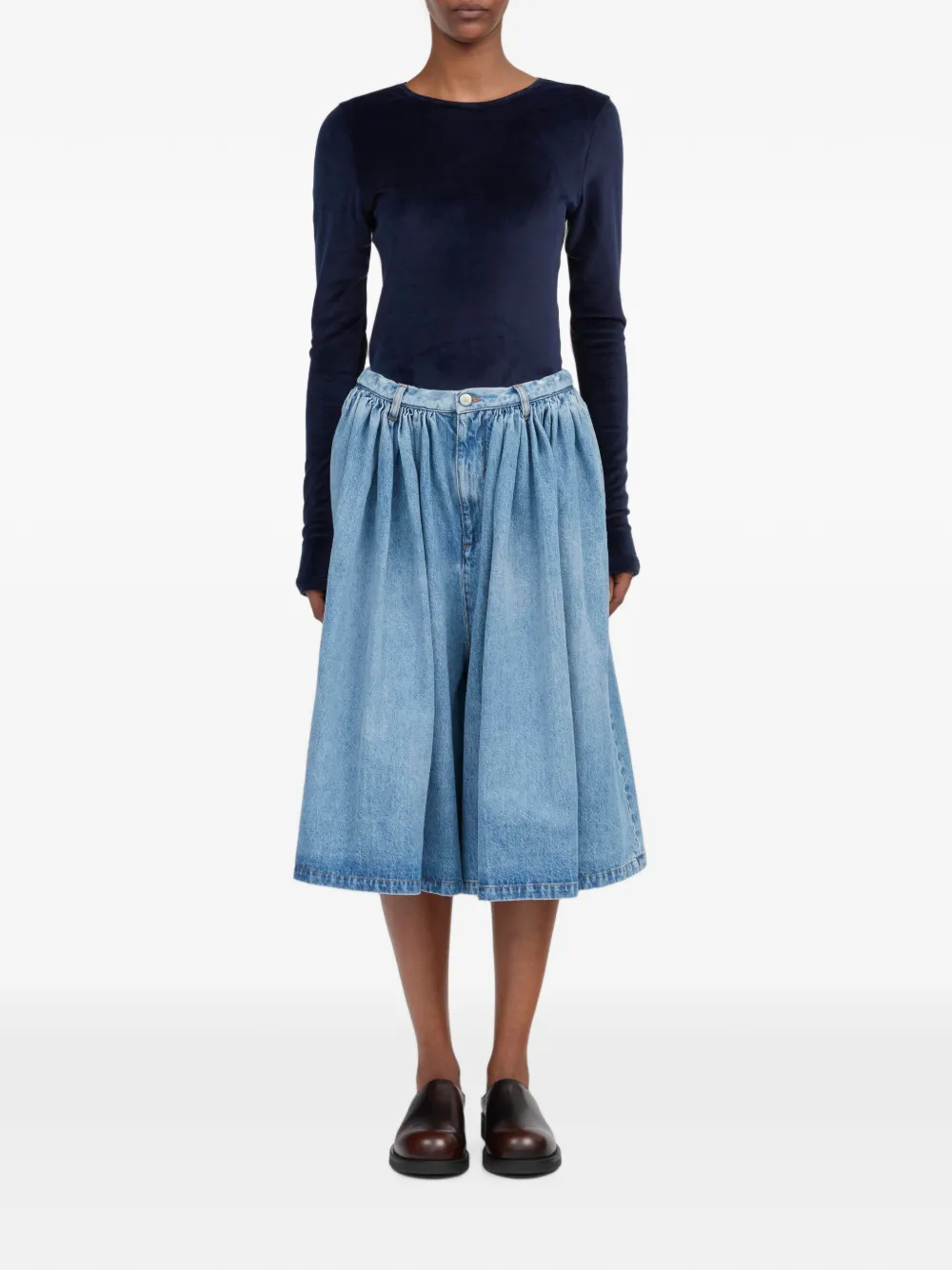 MM6 Maison Margiela Denim shorts met plooien Blauw