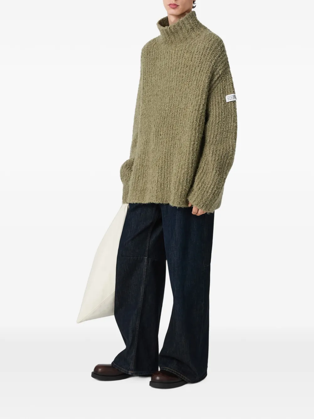 MM6 Maison Margiela Bouclé gebreide coltrui Groen