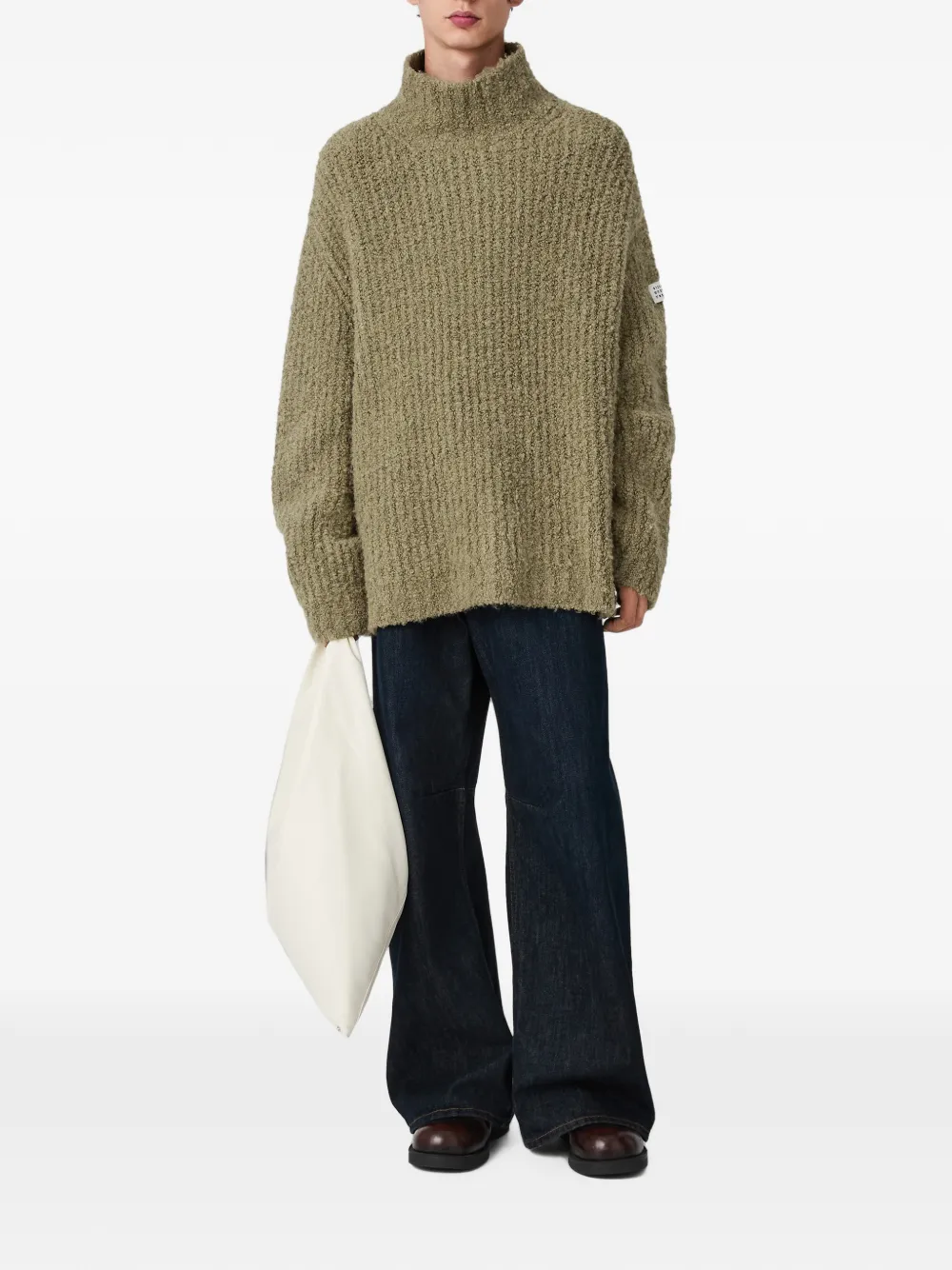 MM6 Maison Margiela Bouclé gebreide coltrui Groen