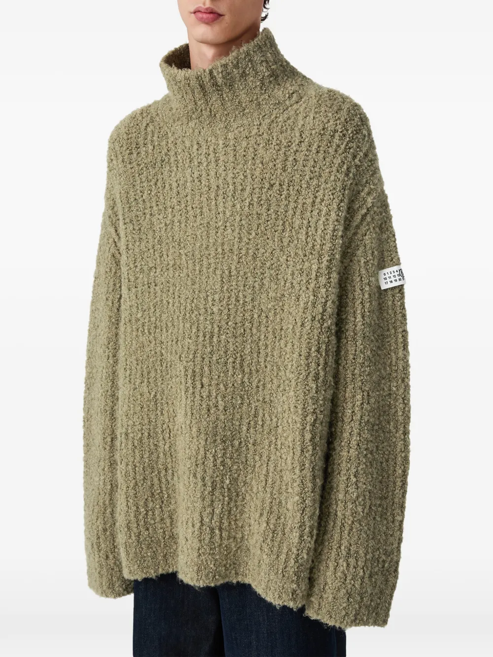 MM6 Maison Margiela Bouclé gebreide coltrui Groen