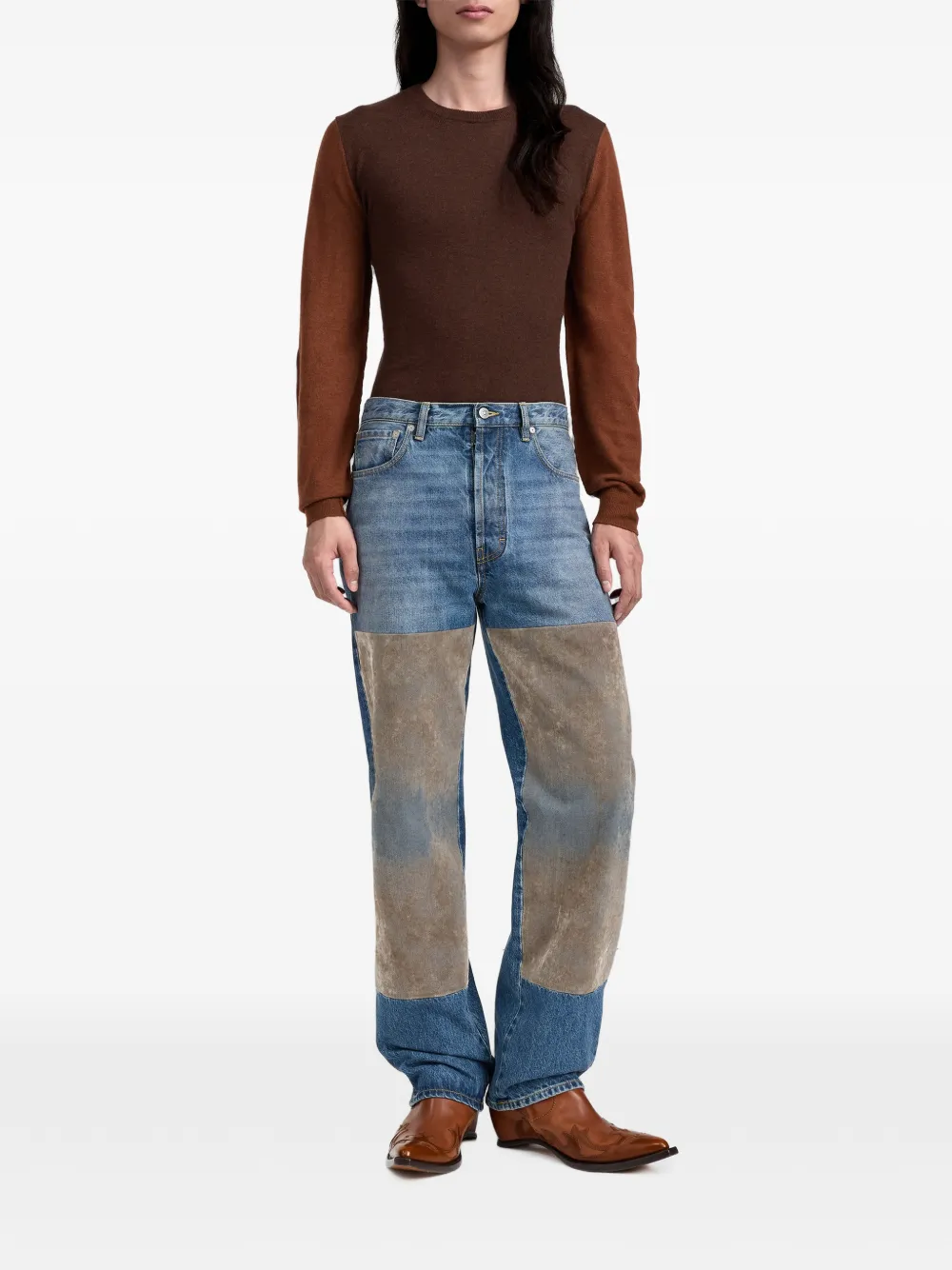 Maison Margiela Jeans met gesmockte patch Blauw