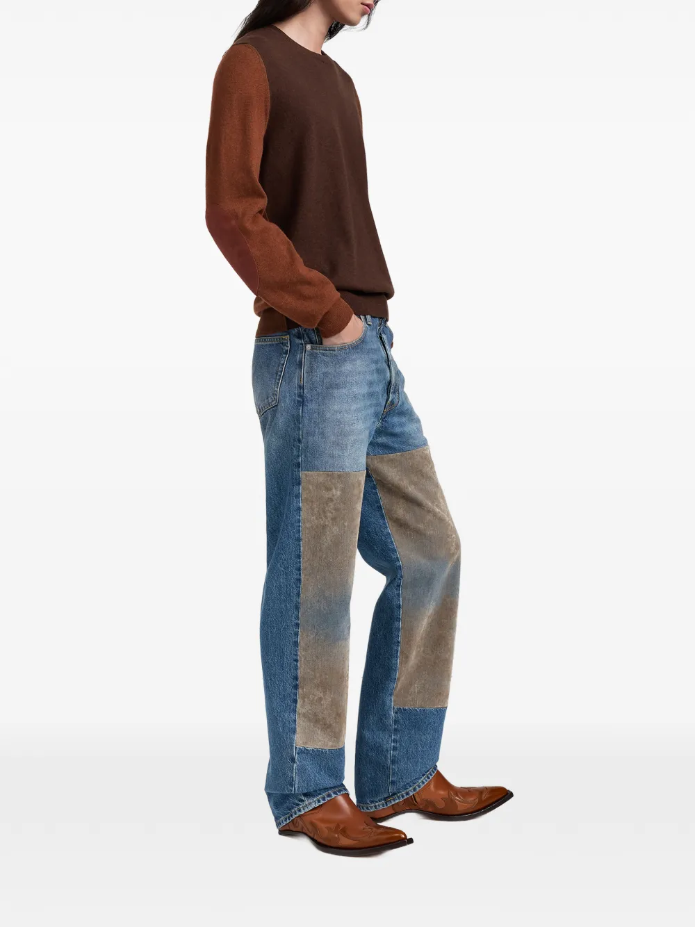 Maison Margiela Jeans met gesmockte patch Blauw