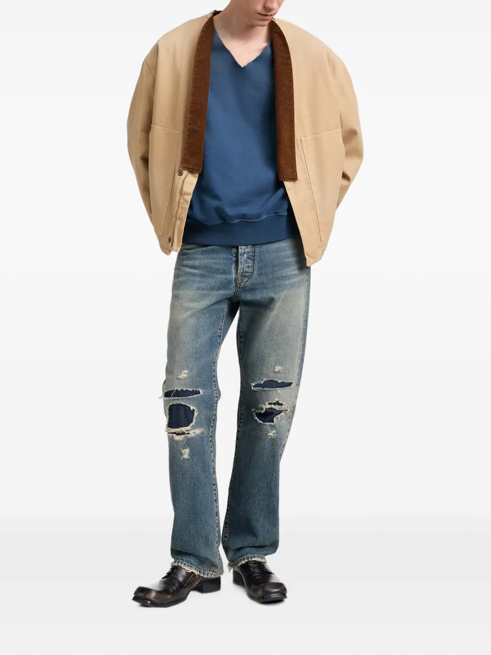 Maison Margiela Katoenen jack met afneembare kraag Beige