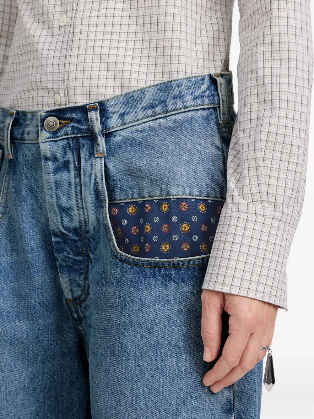 Maison Margiela Straight jeans met paisley-vlakken Blauw