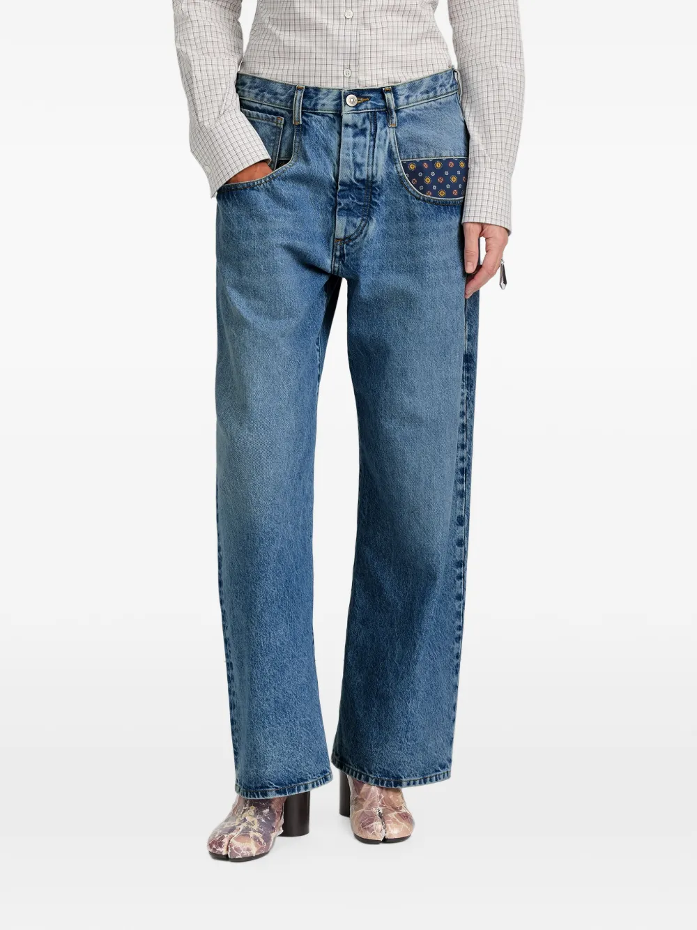 Maison Margiela Straight jeans met paisley-vlakken Blauw