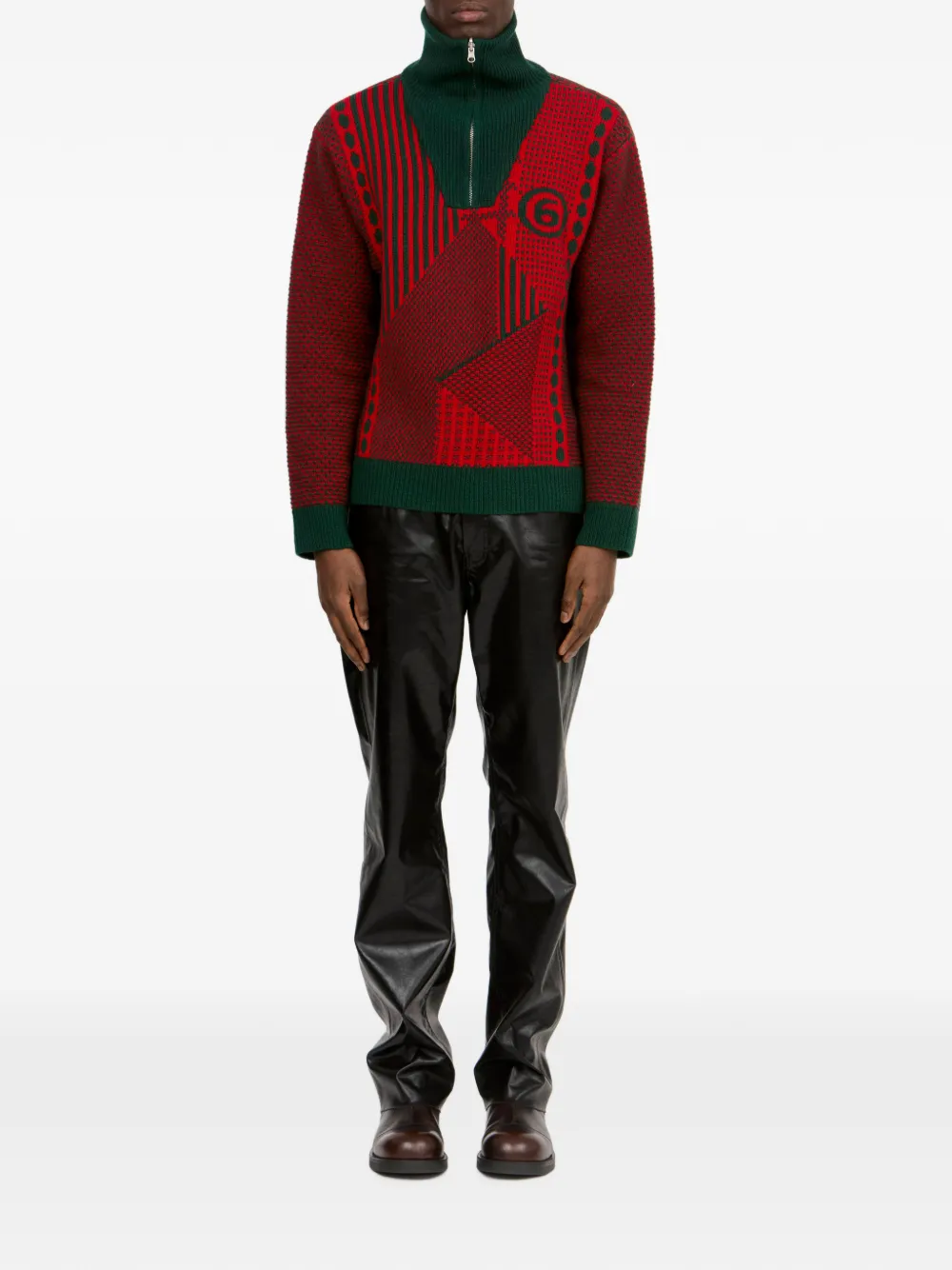 MM6 Maison Margiela Omkeerbare gebreide trui met patchwork Rood