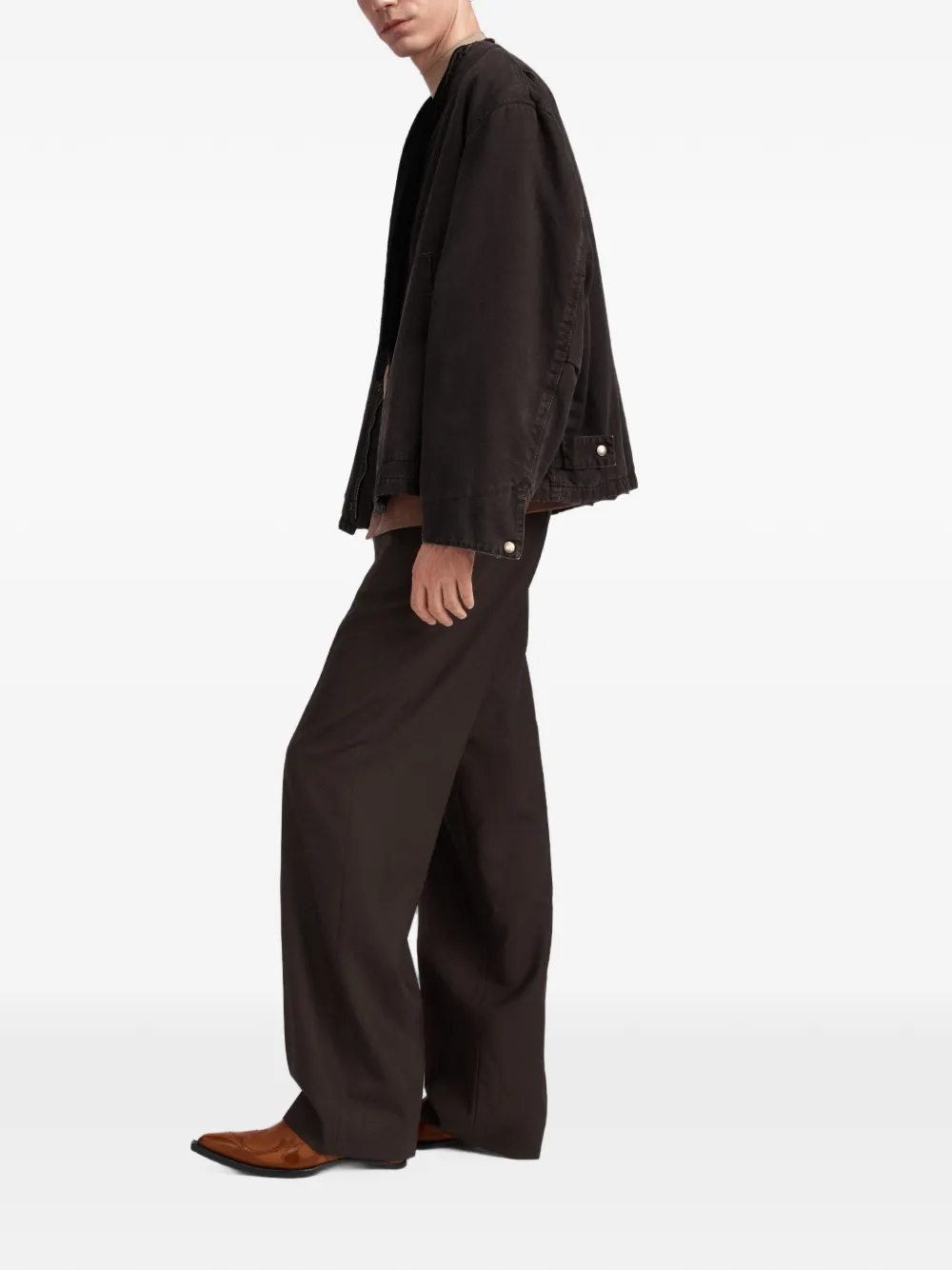 Maison Margiela Jack met afneembare kraag en katoenen print Bruin