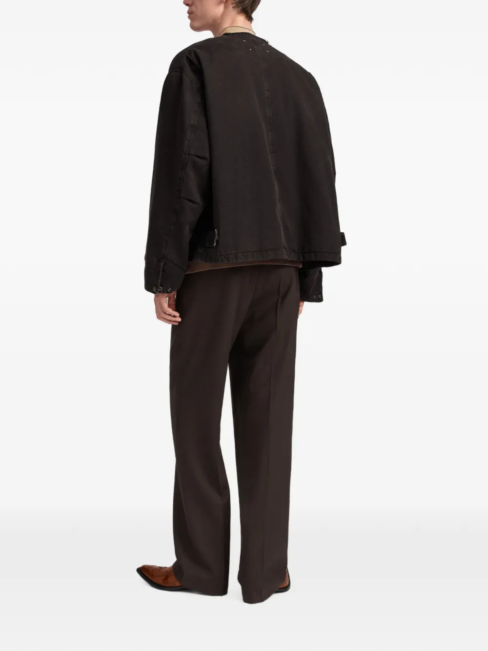 Maison Margiela Jack met afneembare kraag en katoenen print Bruin