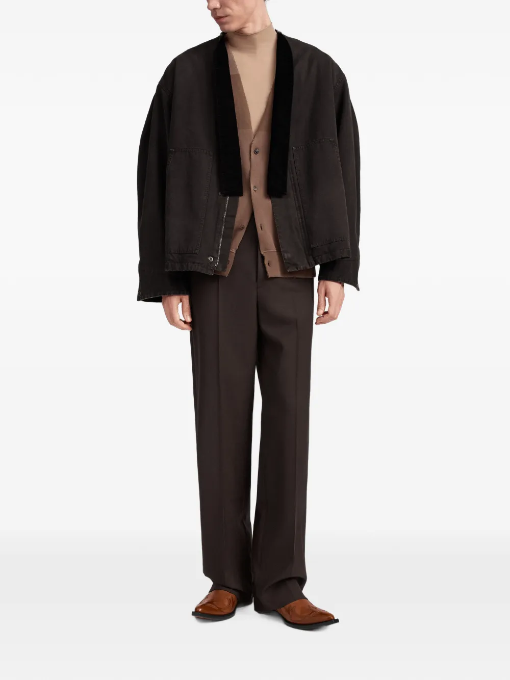 Maison Margiela Jack met afneembare kraag en katoenen print Bruin