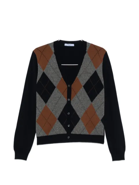 Prada argyle-knit V-neck cardigan