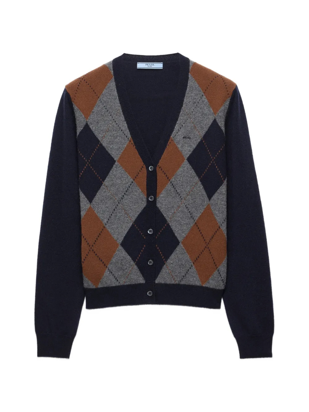 Prada argyle-knit V-neck cardigan - Blu