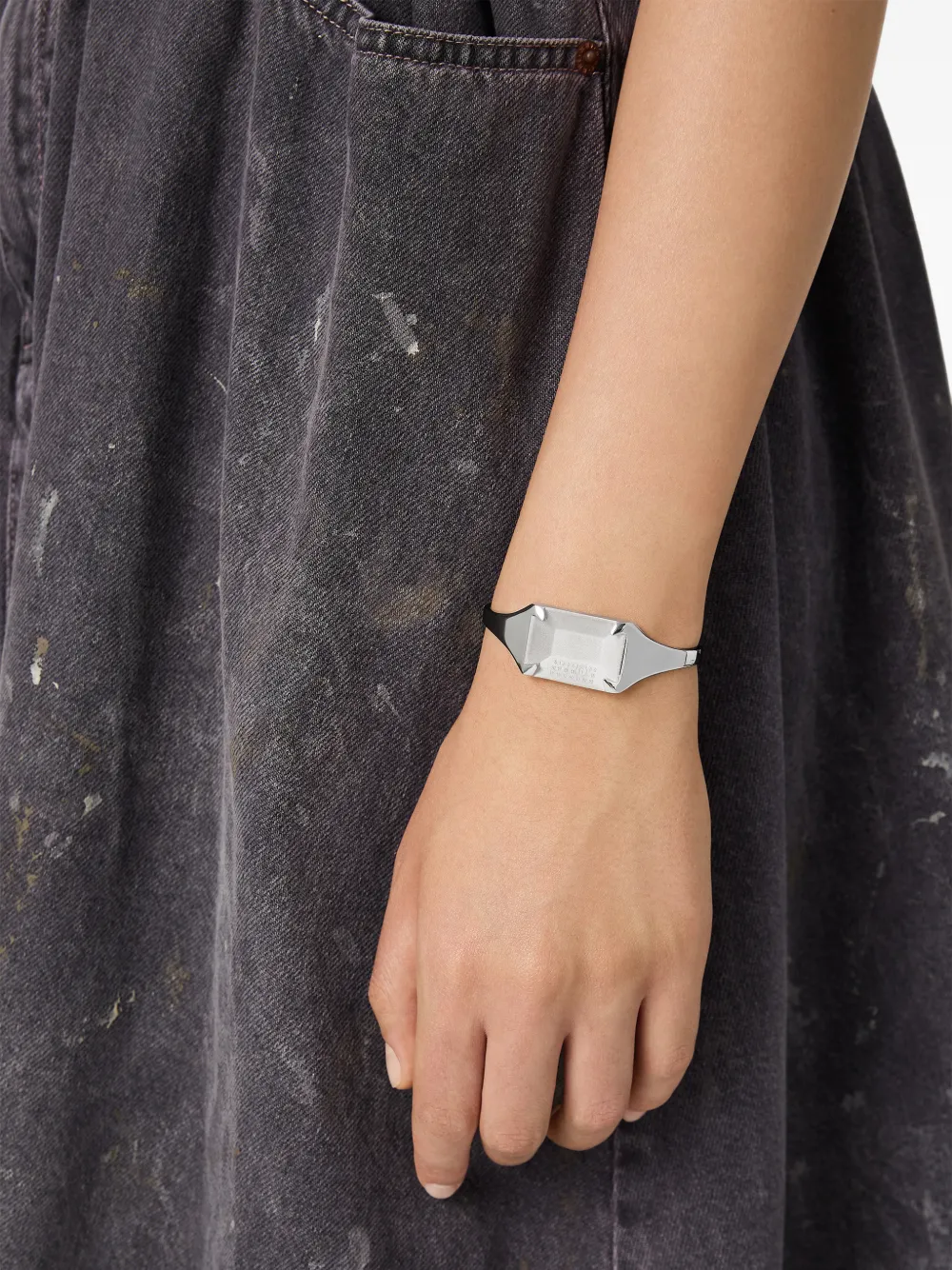 MM6 Maison Margiela Numeric-artwork Cuff Bracelet in Silver, view 2