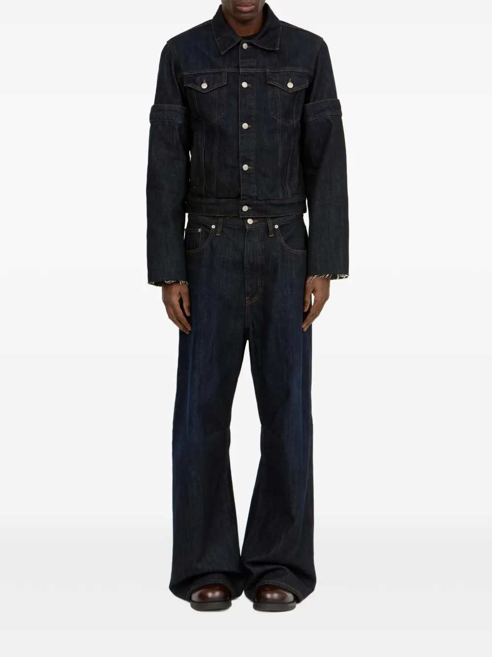 MM6 Maison Margiela Denim jack met omgeslagen mouwen Blauw