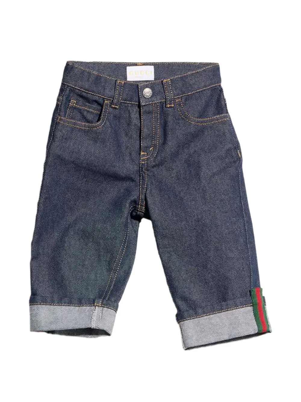 Gucci Kids Web-stripe turn-up jeans - Blau