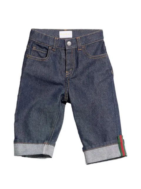 Gucci Kids Web-stripe turn-up jeans