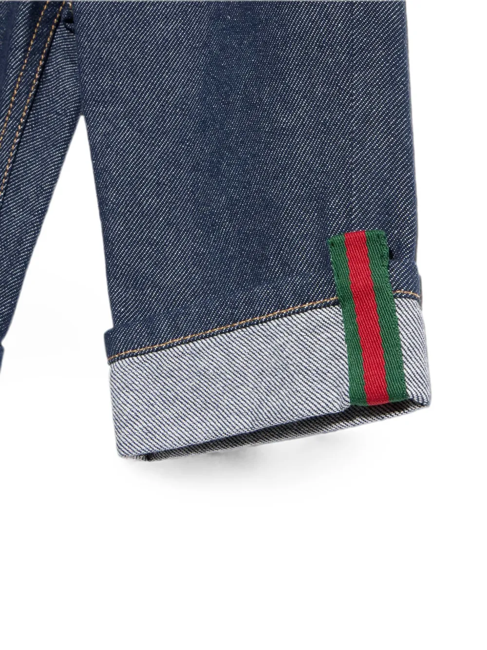 Gucci Kids Jeans met Web-streep en omgeslagen pijpen Blauw