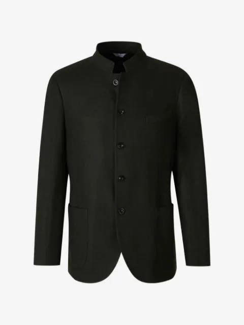 Boglioli herringbone-pattern mandarin-collar blazer