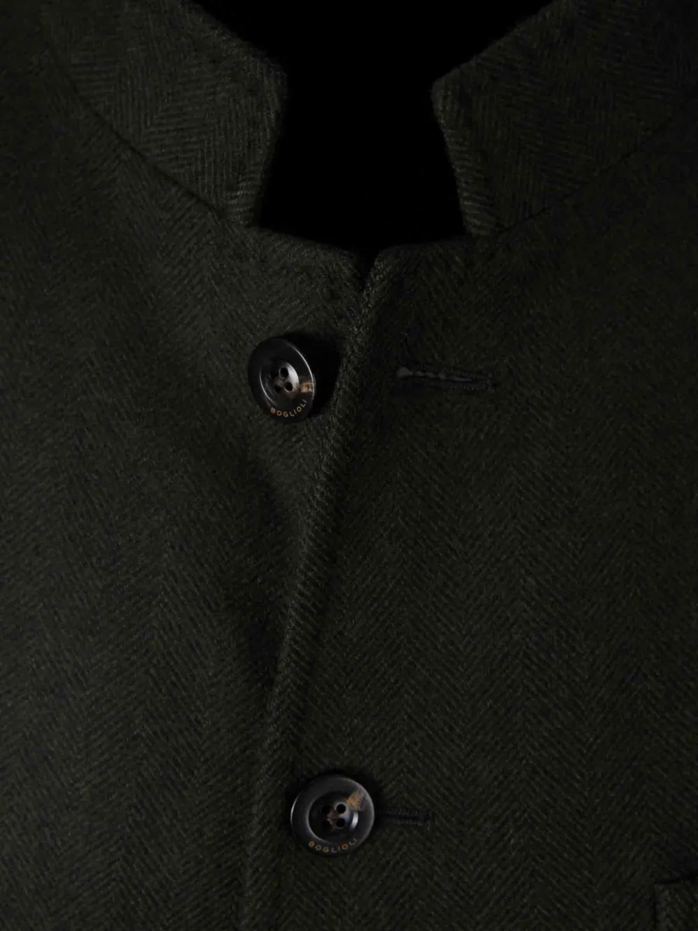 Boglioli Blazer met ronde opstaande kraag en visgraatpatroon Groen