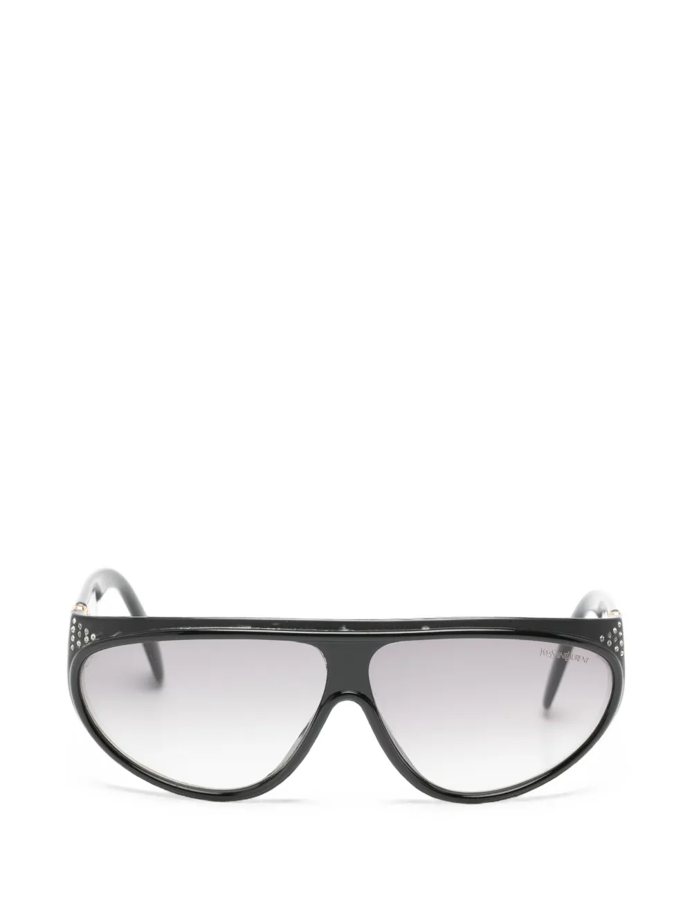 Saint Laurent Pre-Owned 1980s crystal-embellished pilot sunglasses - Schwarz