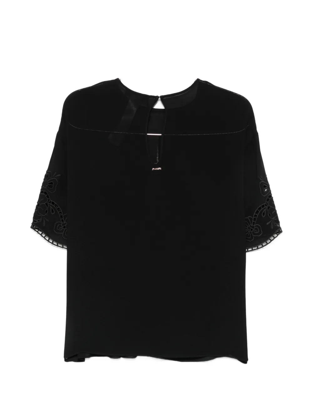TWINSET T-shirt met geborduurde bloemen Zwart