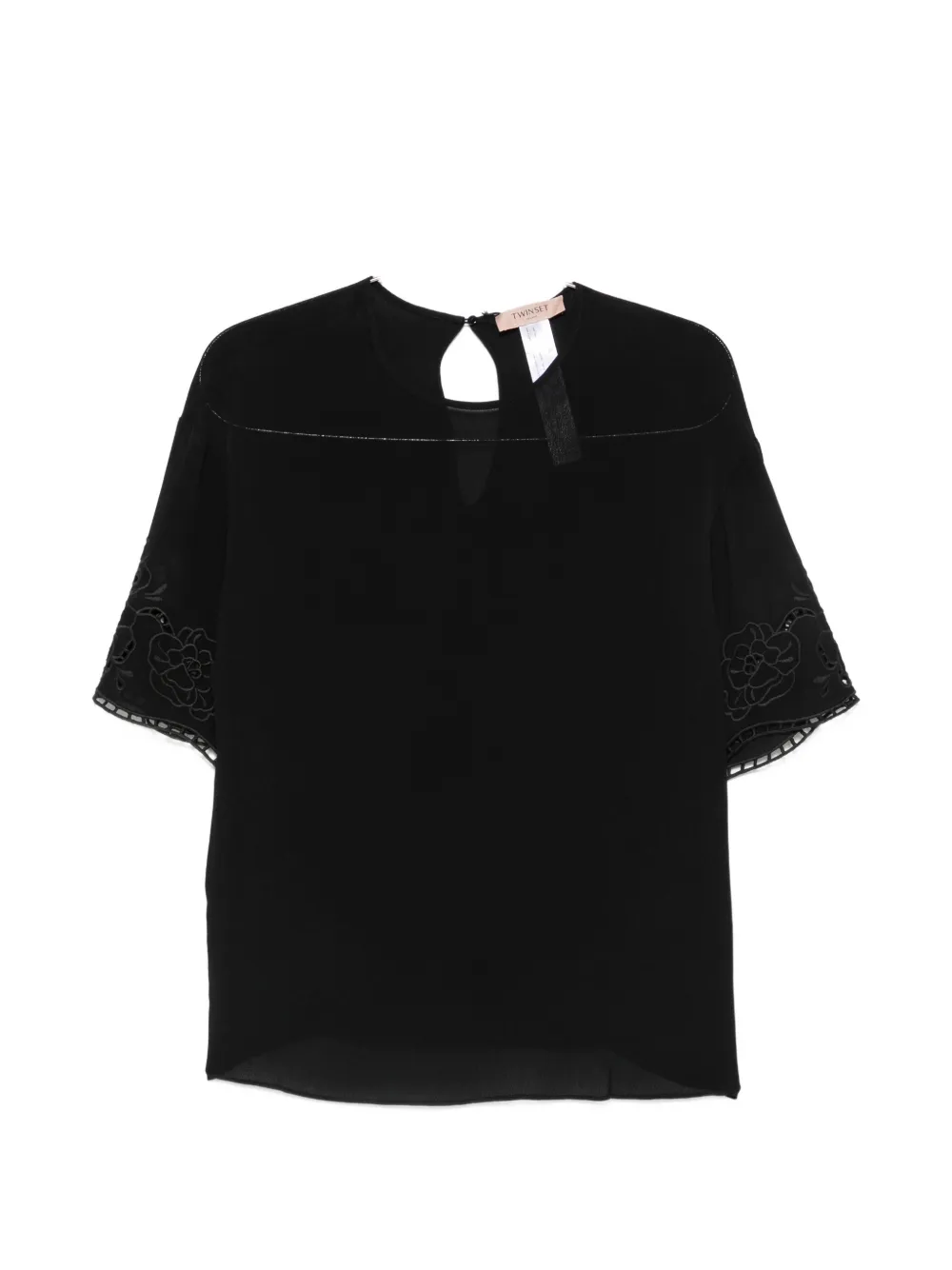 TWINSET floral-embroidered T-shirt - Nero