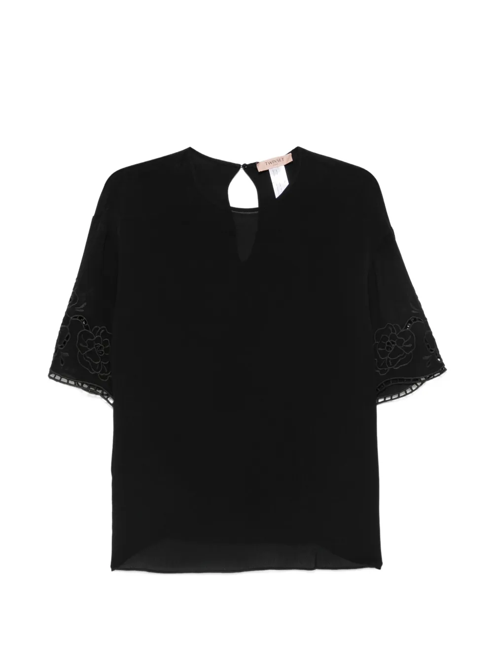 TWINSET floral-embroidered T-shirt - Nero