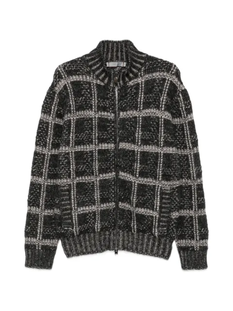 Canali check-pattern zip-up cardigan