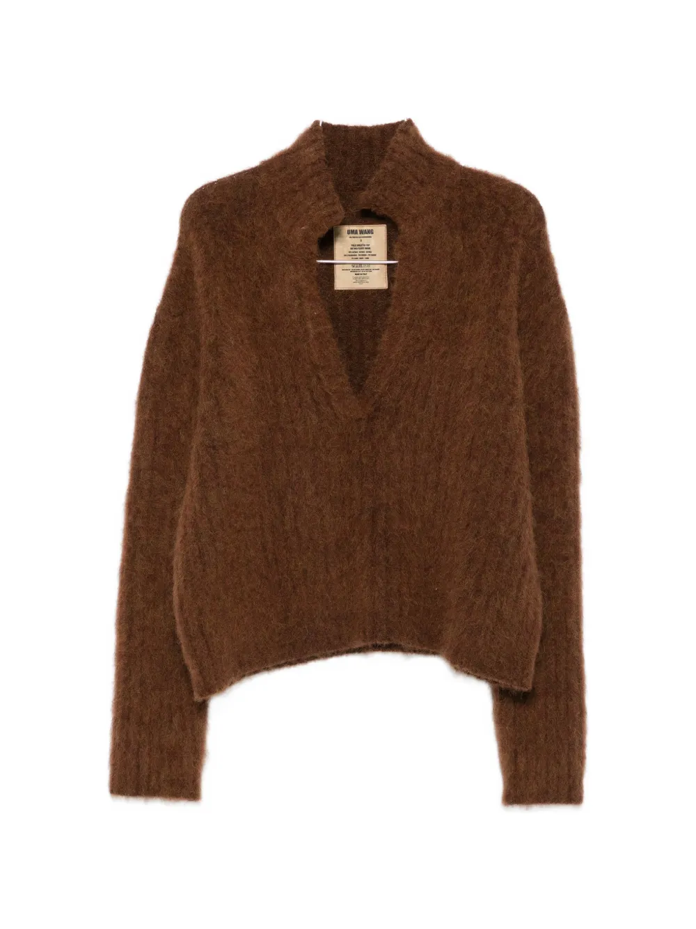 Uma Wang brushed V-neck sweater - Braun