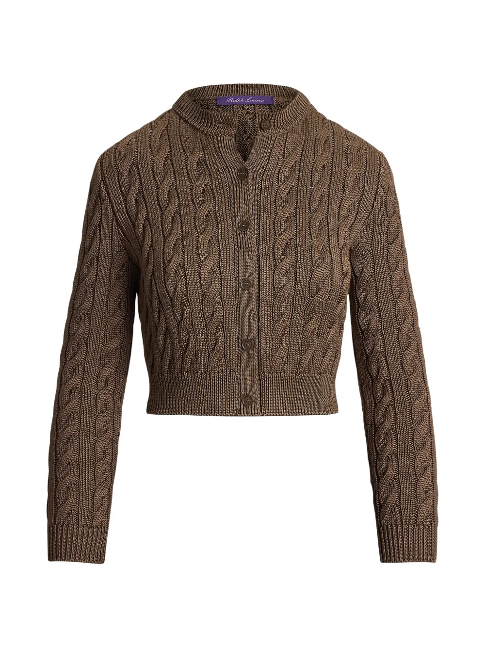 Polo Ralph Lauren cable-knit silk cropped cardigan - Braun
