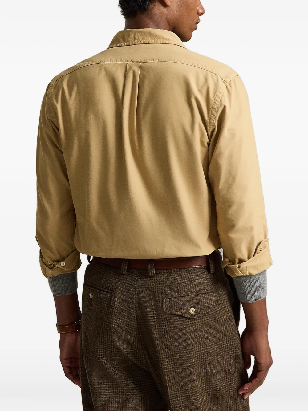 Polo Ralph Lauren Katoenen button-down overhemd met geborduurd logo Beige