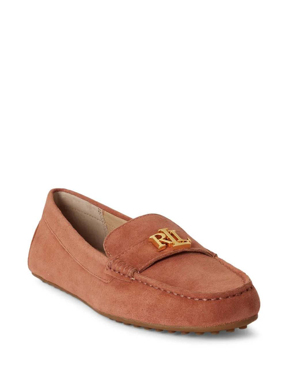Lauren Ralph Lauren Barnsbury suède ballerina's met logoplakkaat Rood