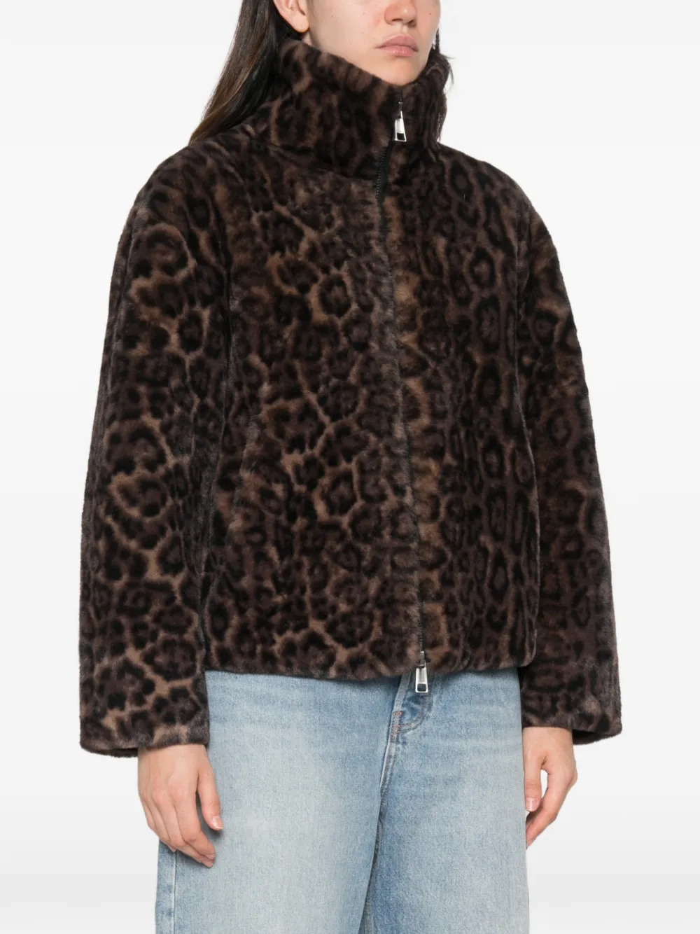 Apparis Brooks jack met luipaardprint en ritssluiting Bruin