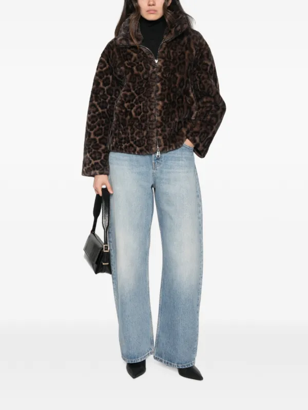 Apparis Brooks leopard-print zip-fastening Jacket | Brown | FARFETCH