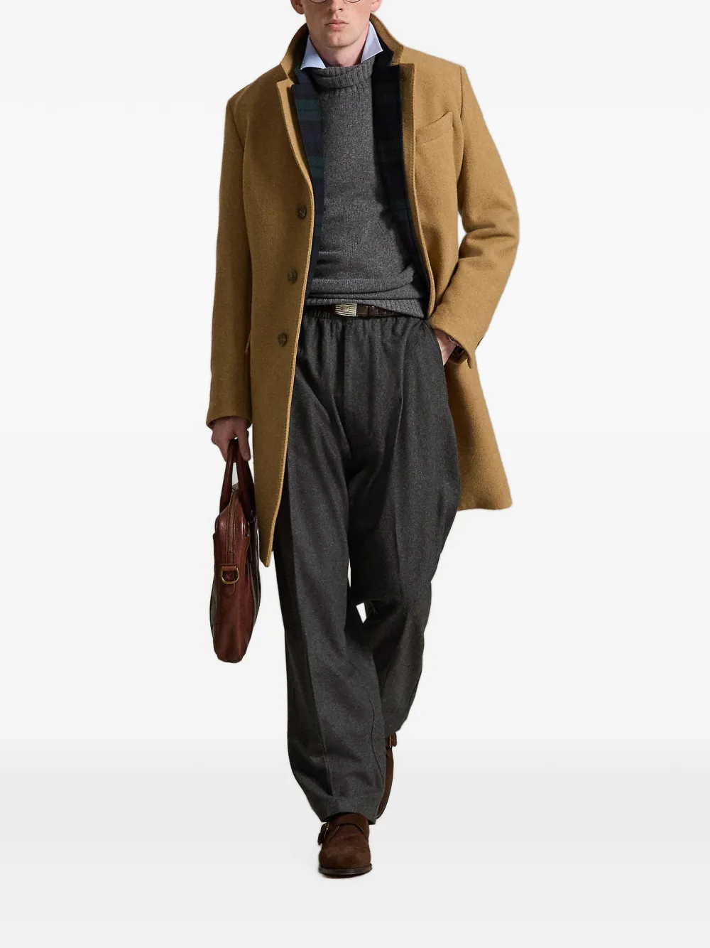 Polo Ralph Lauren Mantel met enkele rij knopen Bruin