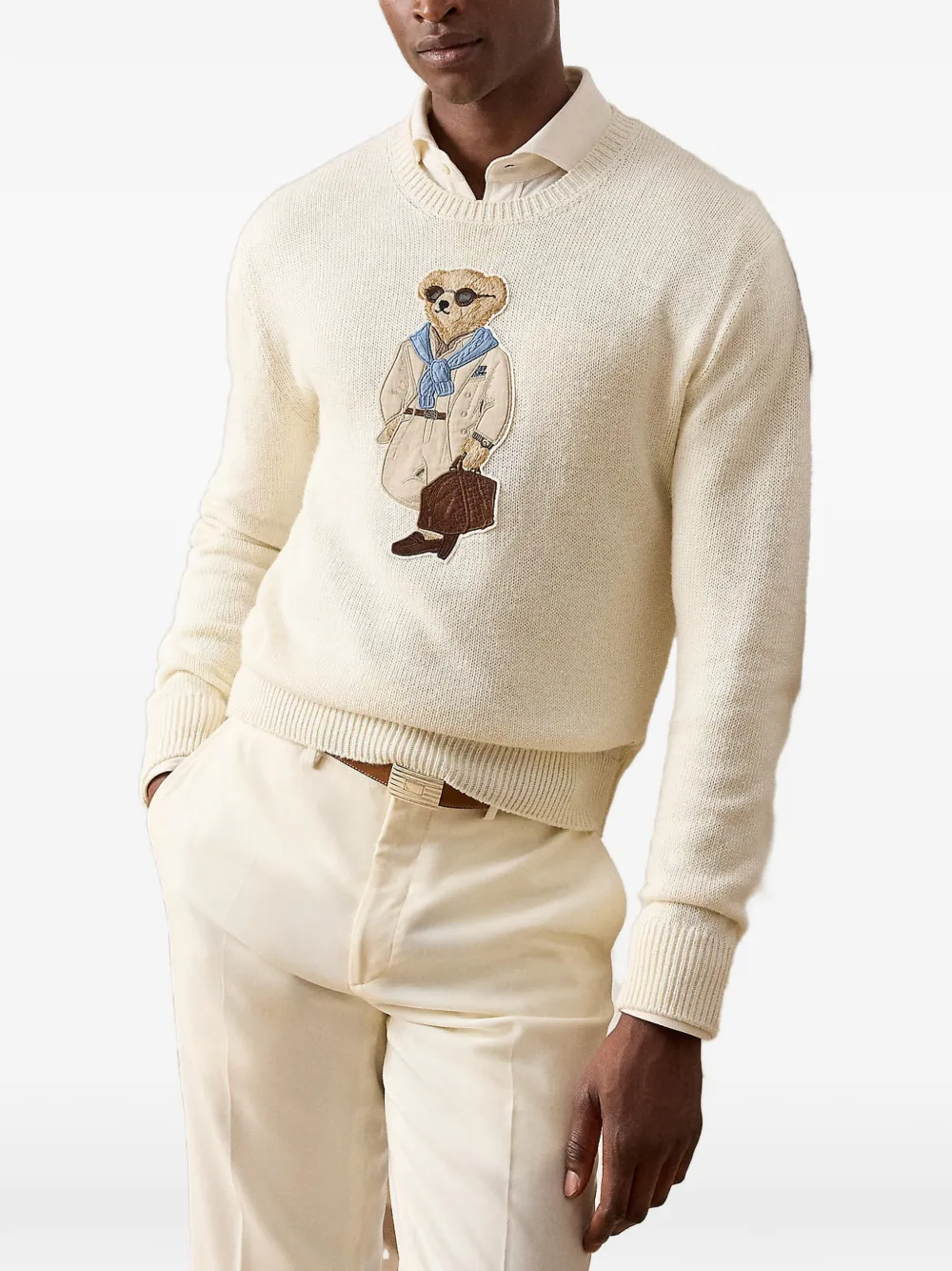 Ralph Lauren Purple Label Polo Bear intarsia trui Beige