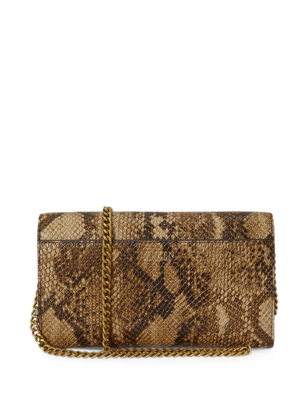 Lauren Ralph Lauren Medium Adair II heuptas met slangen-effect en logoplakkaat Bruin