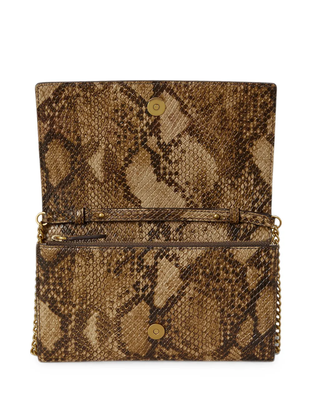 Lauren Ralph Lauren Medium Adair II heuptas met slangen-effect en logoplakkaat Bruin
