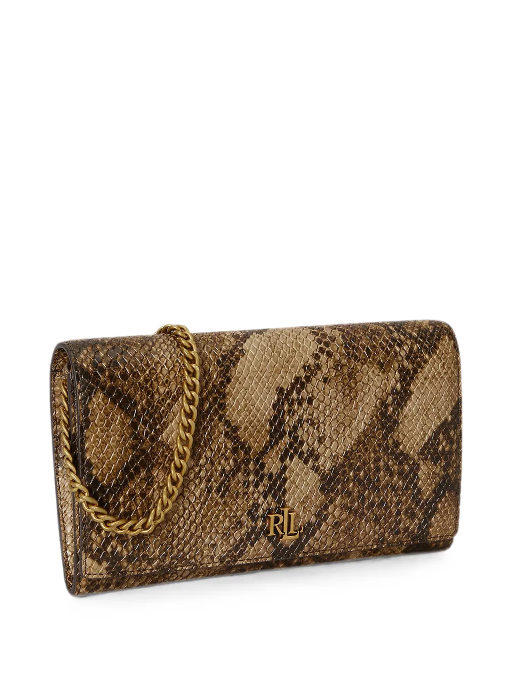 Lauren Ralph Lauren Medium Adair II heuptas met slangen-effect en logoplakkaat Bruin