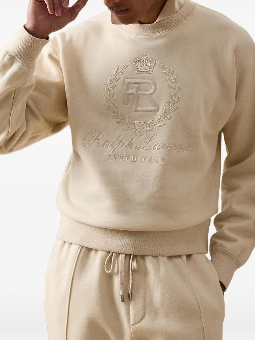 Ralph Lauren Purple Label Speed Club trui met geborduurd logo Beige
