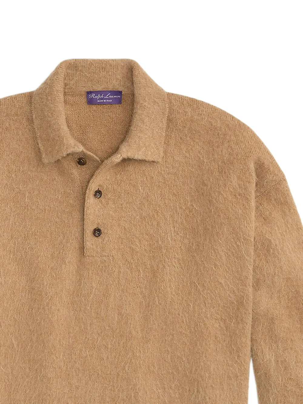 Ralph Lauren Purple Label long-sleeve brushed polo jumper Beige