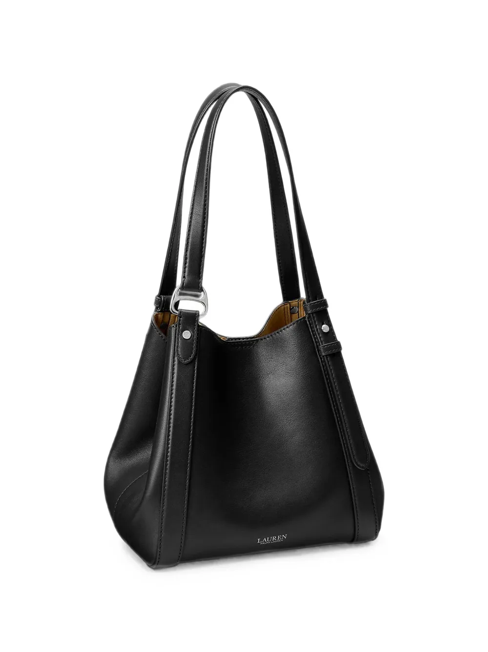 Lauren Ralph Lauren Leren shopper met logoprint Zwart