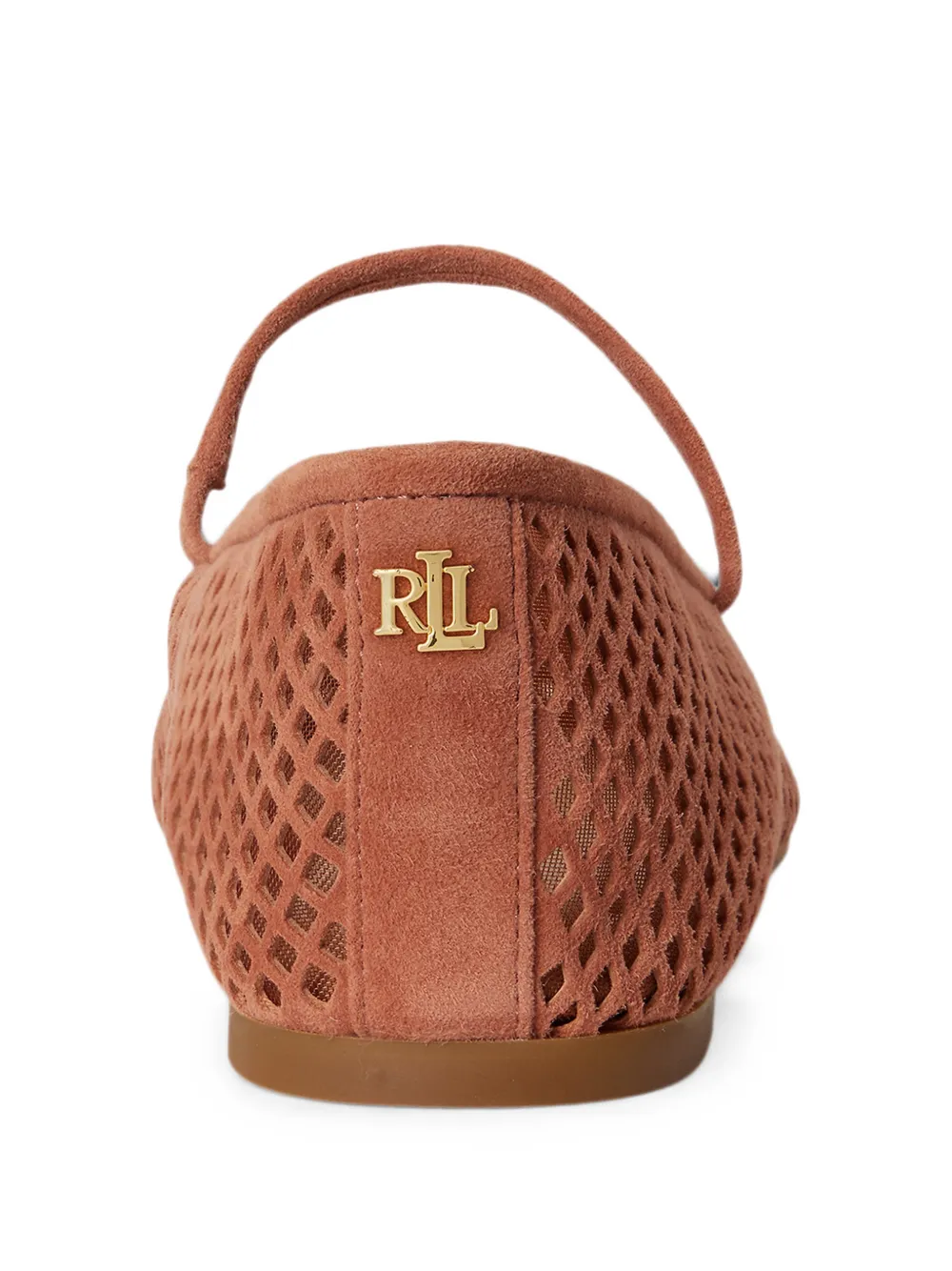 Lauren Ralph Lauren Jayna geperforeerde leren ballerina's Bruin
