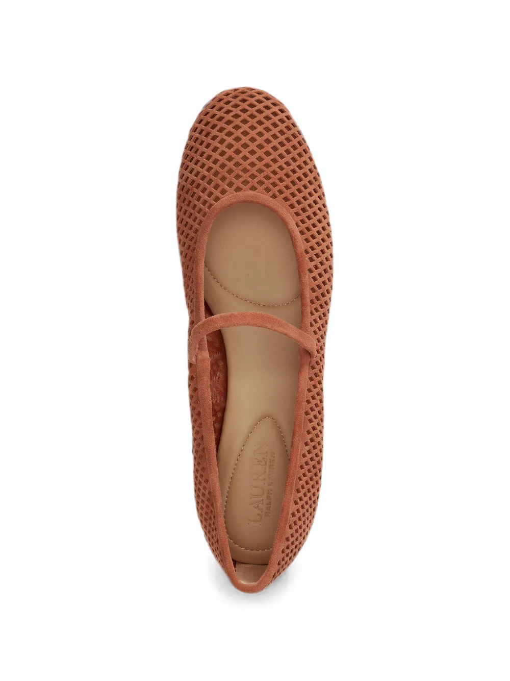 Lauren Ralph Lauren Jayna geperforeerde leren ballerina's Bruin
