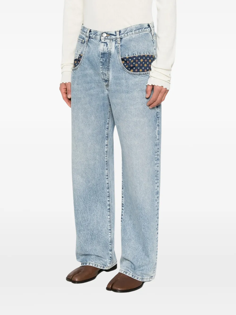 Maison Margiela Jeans met riemlussen en zak Blauw