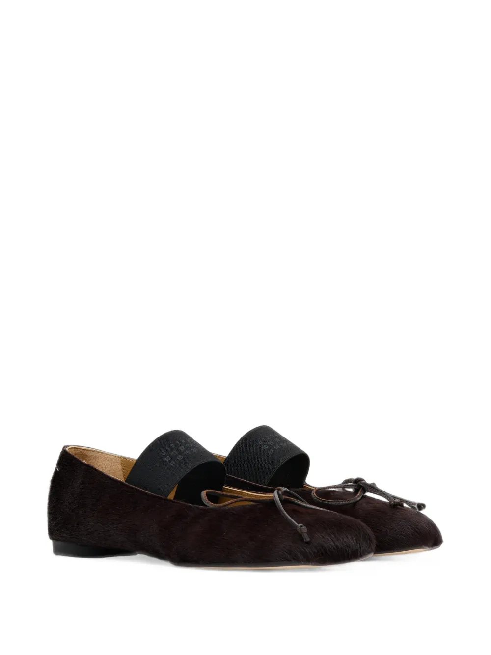 MM6 Maison Margiela Anatomic Numeric elastic ballerinas in ponyhair Bruin